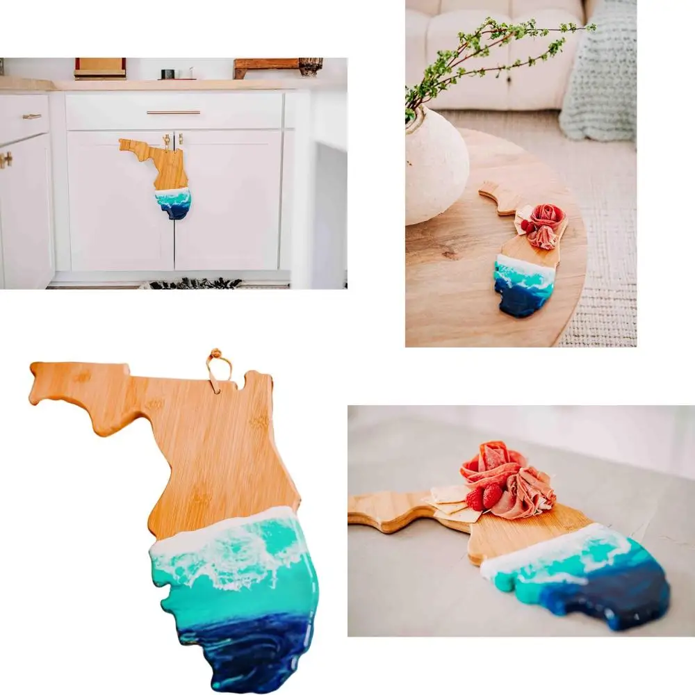 

Handcrafted Ocean Resin Florida Cheese Board, Unique Coastal Home Decor Gift