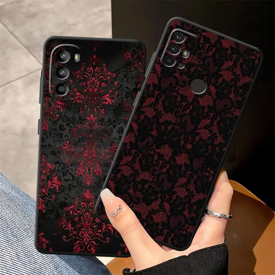 Черно-красный сексуальный кружевной чехол для Motorola Moto G52 G60s G51 G73 G22 Edge40 G71 G32 G53 G30 Edge 20 Pro 30 Lite G50, чехол для телефона
