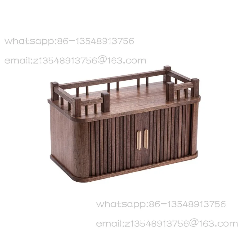 Black walnut sliding door creative solid wood desktop storage cabinet household living room locker tea set locker