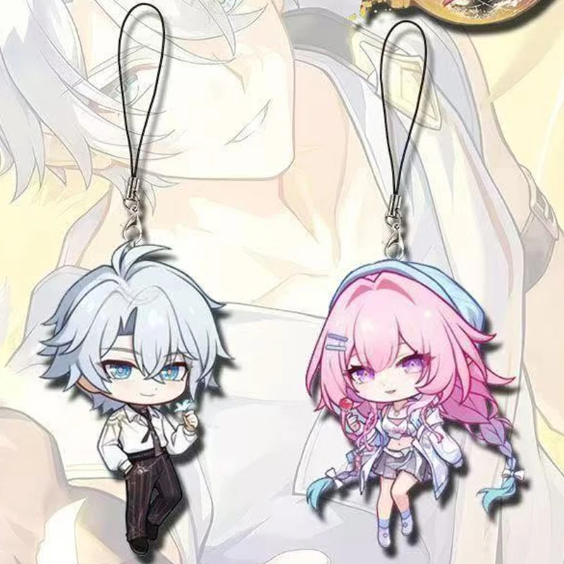 2Pieces Phone Pendant Keychain Lanyard Khaslana Phainon NeiKos496 Cyrene PhiLia093 Demiurge Bag Charm Hanging Rope Decoration