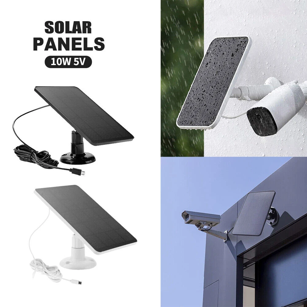 10W 5V Solar Cells Charger Micro USB+Type-C Waterproof Charging Portable Solar Panels for Security Camera Home Light System