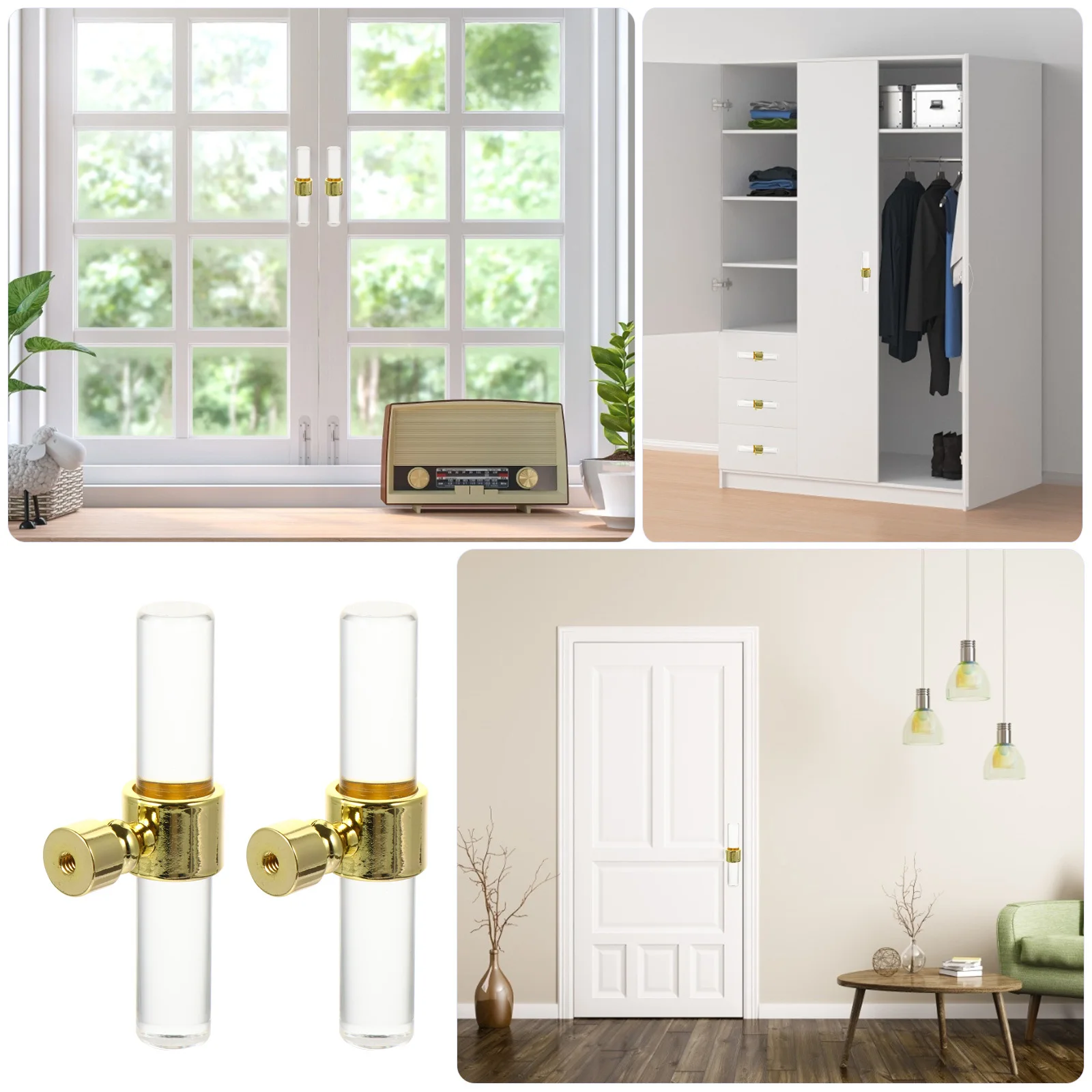 

2Pcs Crystal Clear Acrylic Drawer Knobs Decorative Cabinet Handles Hard to Leave Fingerprint Stylish Replacement