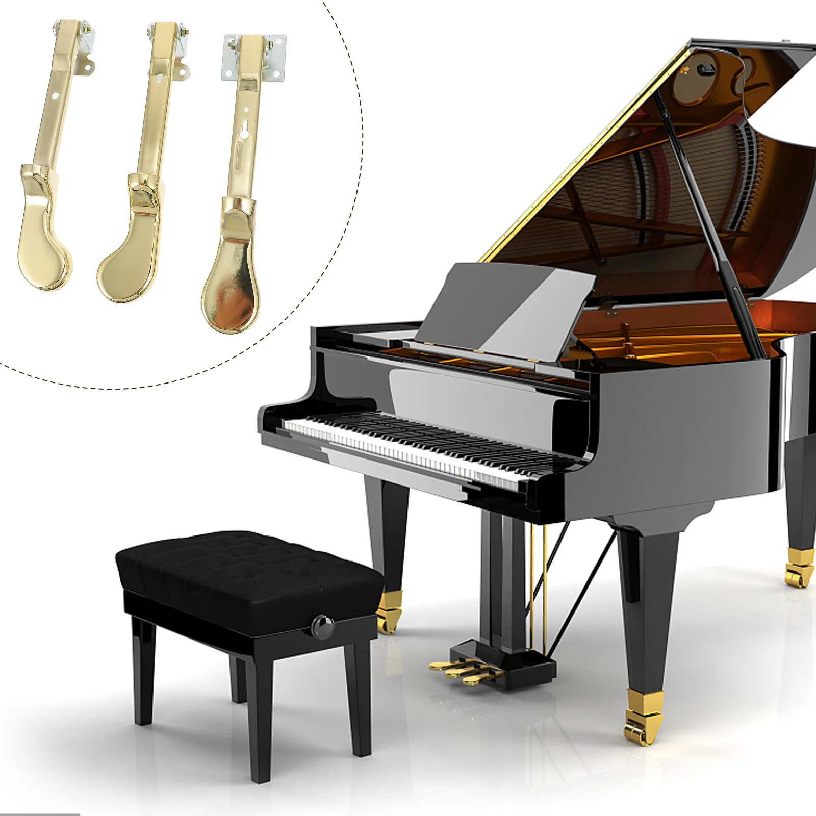 3 Pcs Digital Piano Pedal Upright Pedals Musical Instrument Supplies Keyboard Golden Imitation