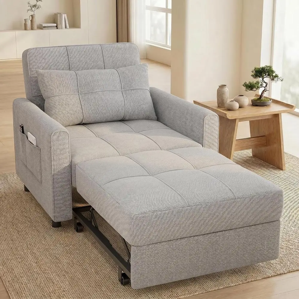 

3-in-1 Convertible Sofa Bed Chair with Pullout Sleeper and Adjustable Backrest, Ideal for Living Rooms, Bedrooms, and Apartments