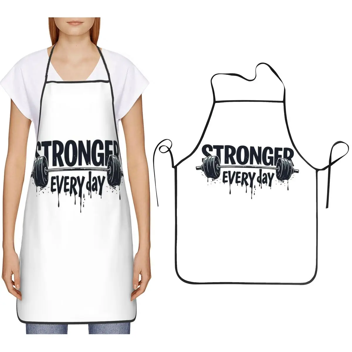 Gym Sport Bodybuilding Workout Motivational Quote Apron Chef Cooking Baking Tablier Bib Kitchen Cleaning Pinafore for Women Men