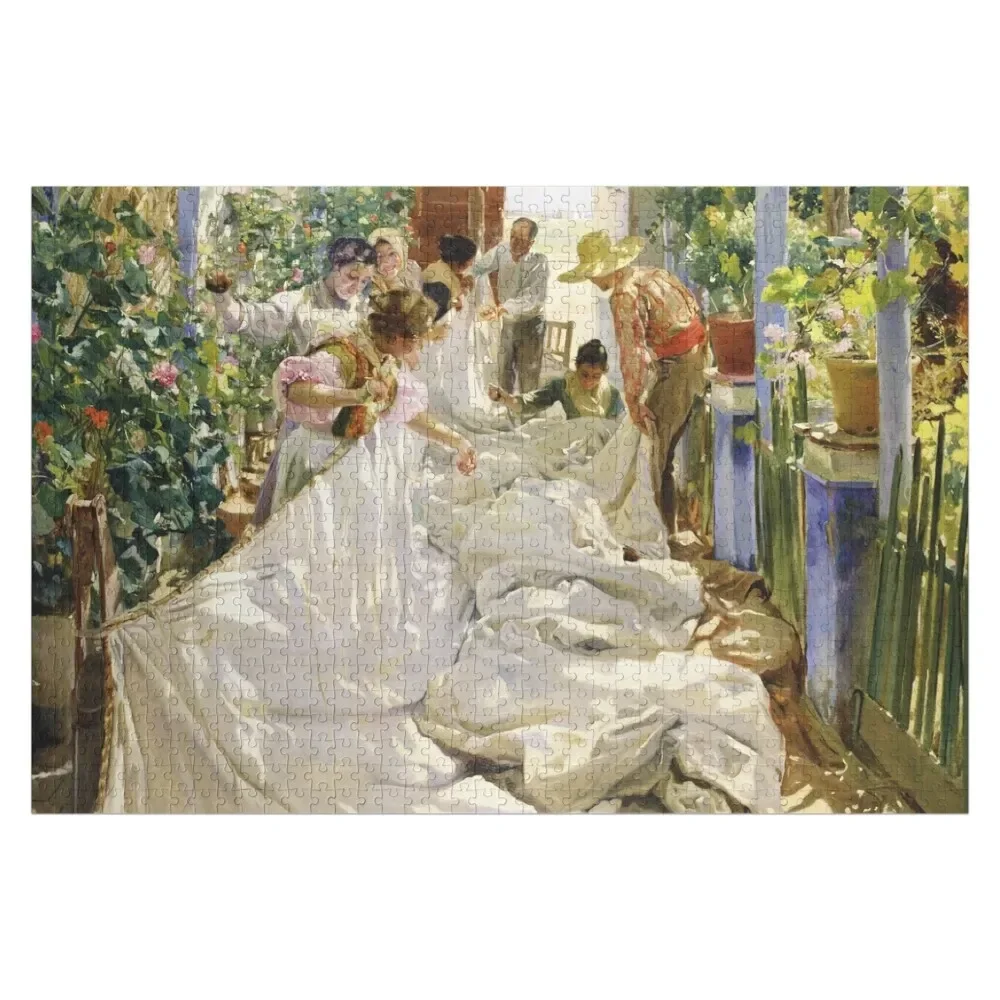 Joaquín Sorolla - Sewing the Sail Jigsaw Puzzle Woods For Adults Customized Picture Custom With Photo Custom Child Puzzle