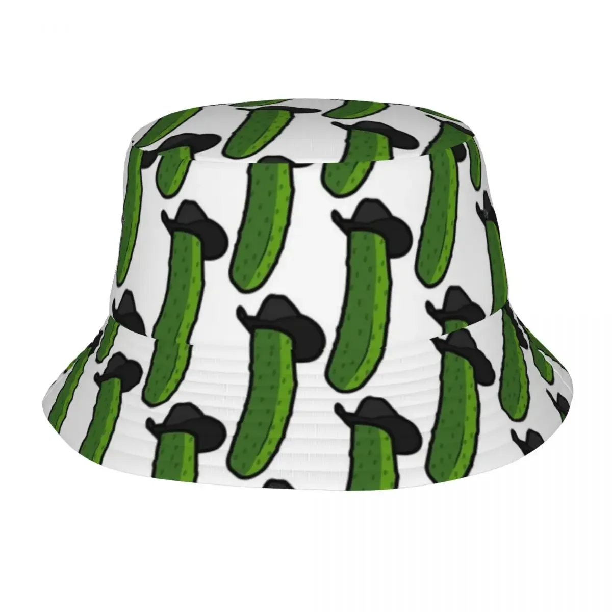 Couple Green Cucumber Bucket Hat Cute Food Breathable Fisherman Hats Fashion Beach Travel Caps Outdoor Pattern Sunscreen Hat