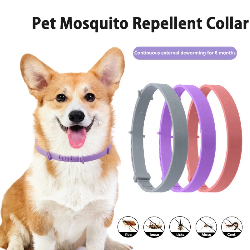 Pet Mosquito Repellent Collar Dog Cat Calming Collar Waterproof Adjustable 8 Month Protection Anti-mosquitoes Insect Repellent