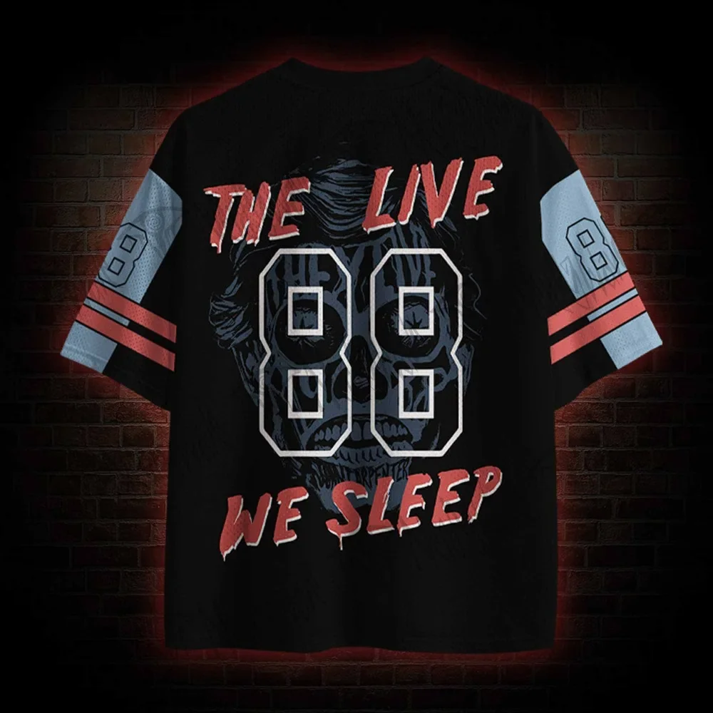 Summer V-neck T-shirt Dark Terrifying 3D Print Pattern Breathable Short Sleeve Fitness Sports Casual Tops