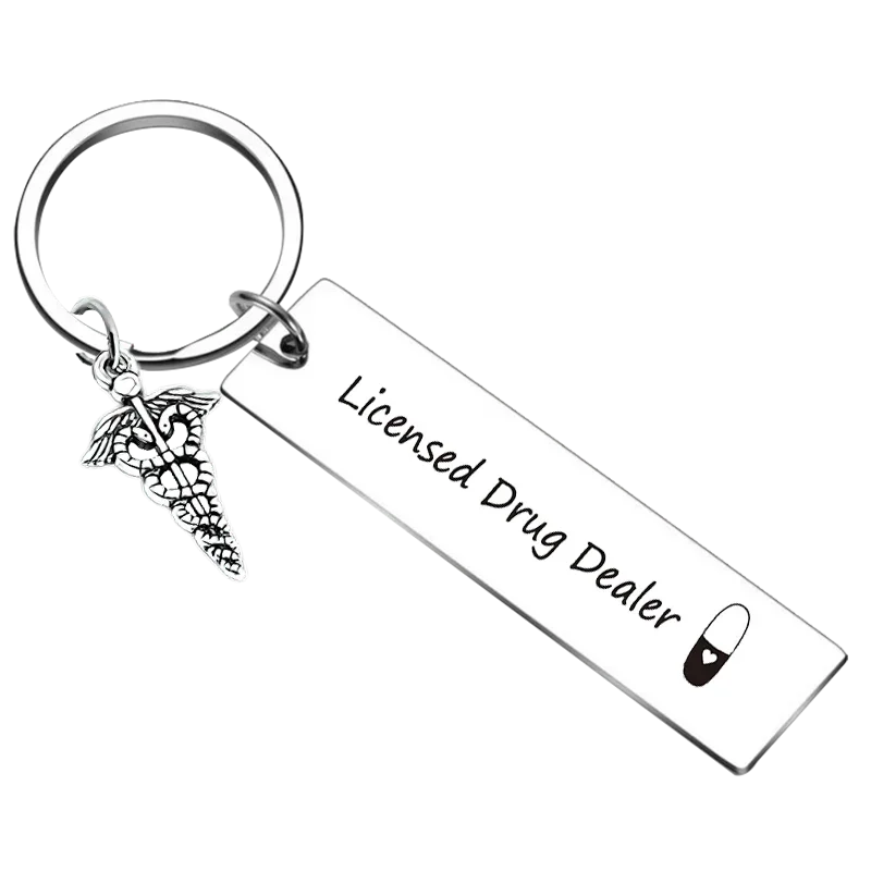 New Licensed Drug Dealer Gift Keychain Pharmacy Expert Gift Key Rings Pharmacist Gift Pharmacy Technician Graduate Gifts