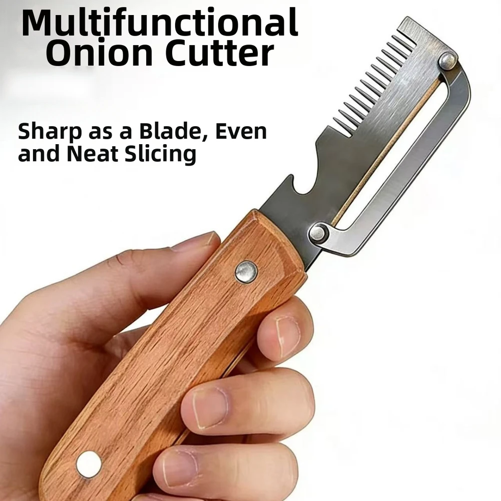 Stainless Steel Vegetable Peeler Multi-functional Bottle Opener Peeler Non-slip Wooden Handle Kitchen Carrot Grater Fruit Tools