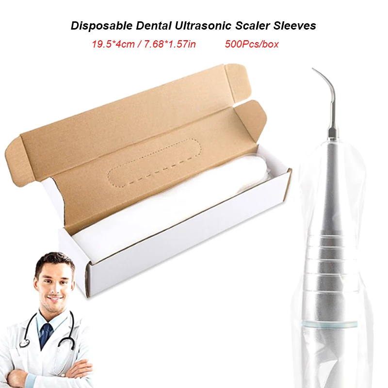 

500Pcs/box 19.5*4cm Disposable Dental Ultrasonic Scaler Sleeves Handle Protective Film Cover Dental Clinic Dentist Consumable
