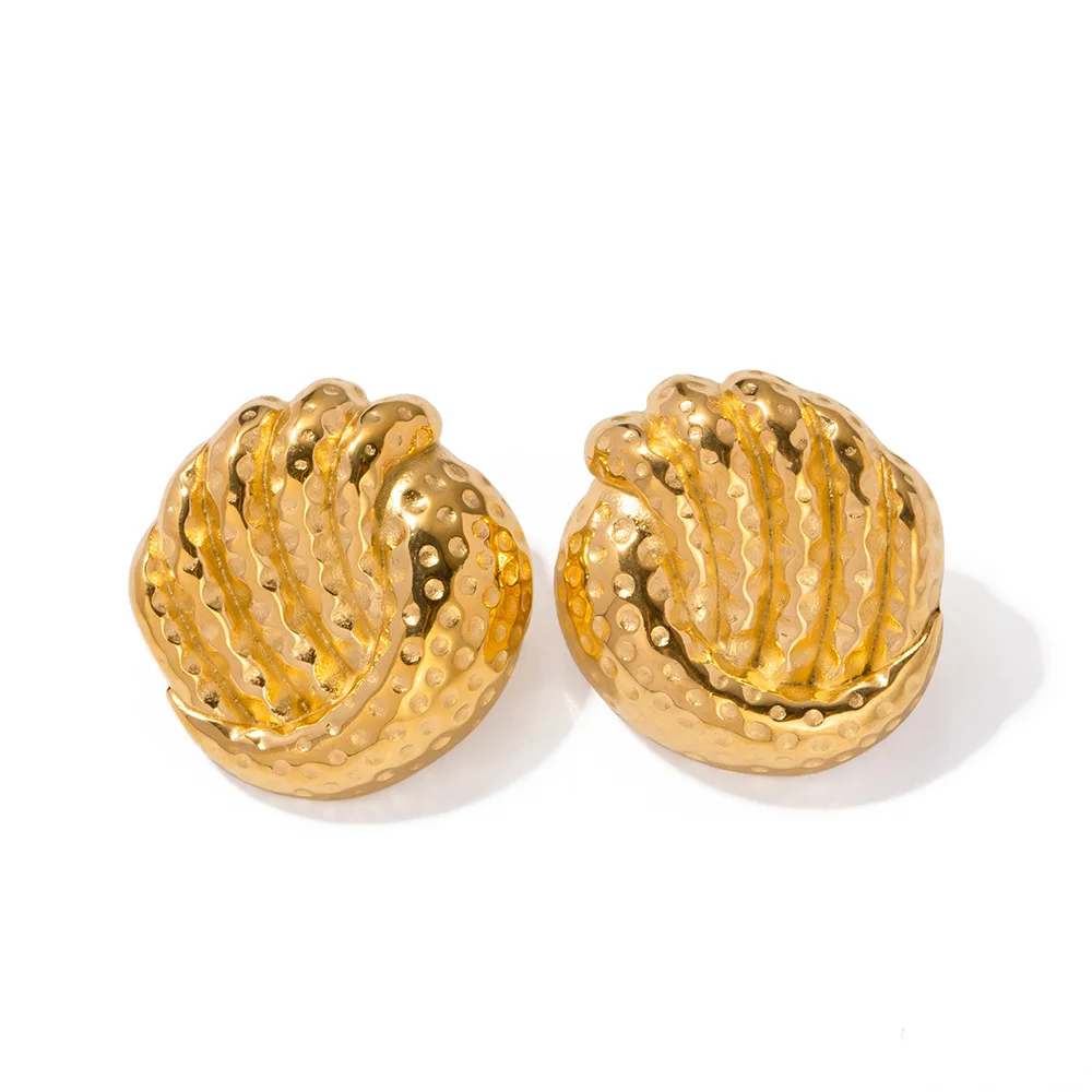 

Stainless Steel PVD 18K Gold Plated Tarnish Twist Button Stud Earrings For Woman Jewelry Wholesale Trendy