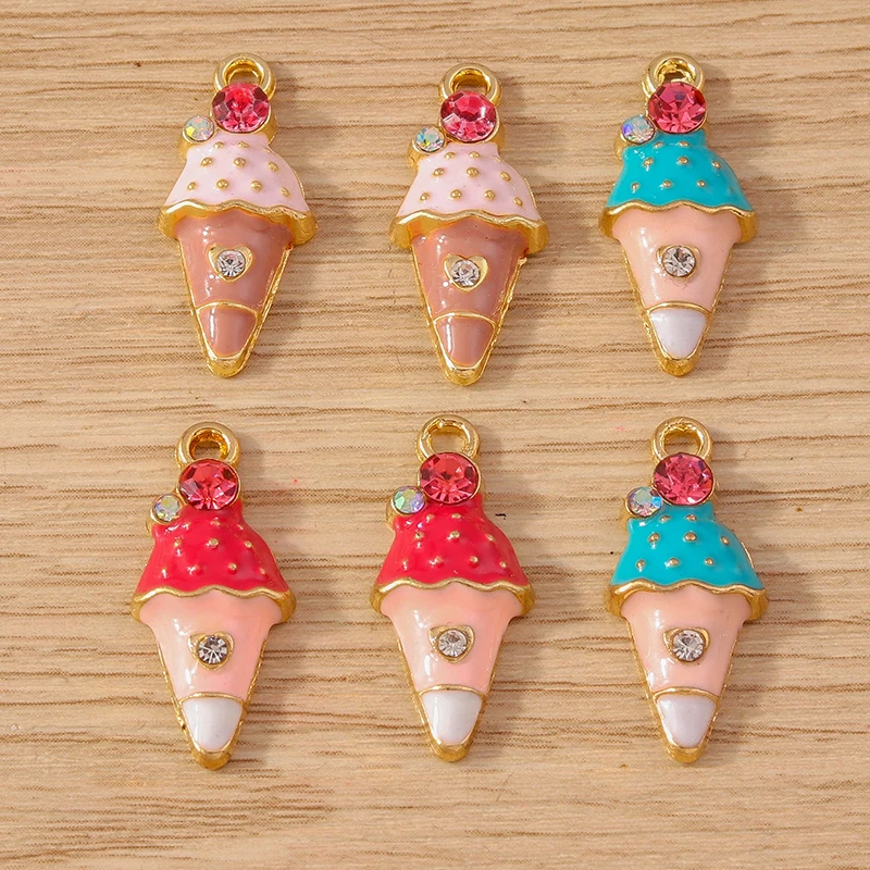 10 Stück Gemischte Niedliche Emaille Sommer-Eiscreme-Anhänger für Schmuckherstellung, Ohrringe, Halsketten, Armbänder, DIY-Bastelzubehör – Detail 9