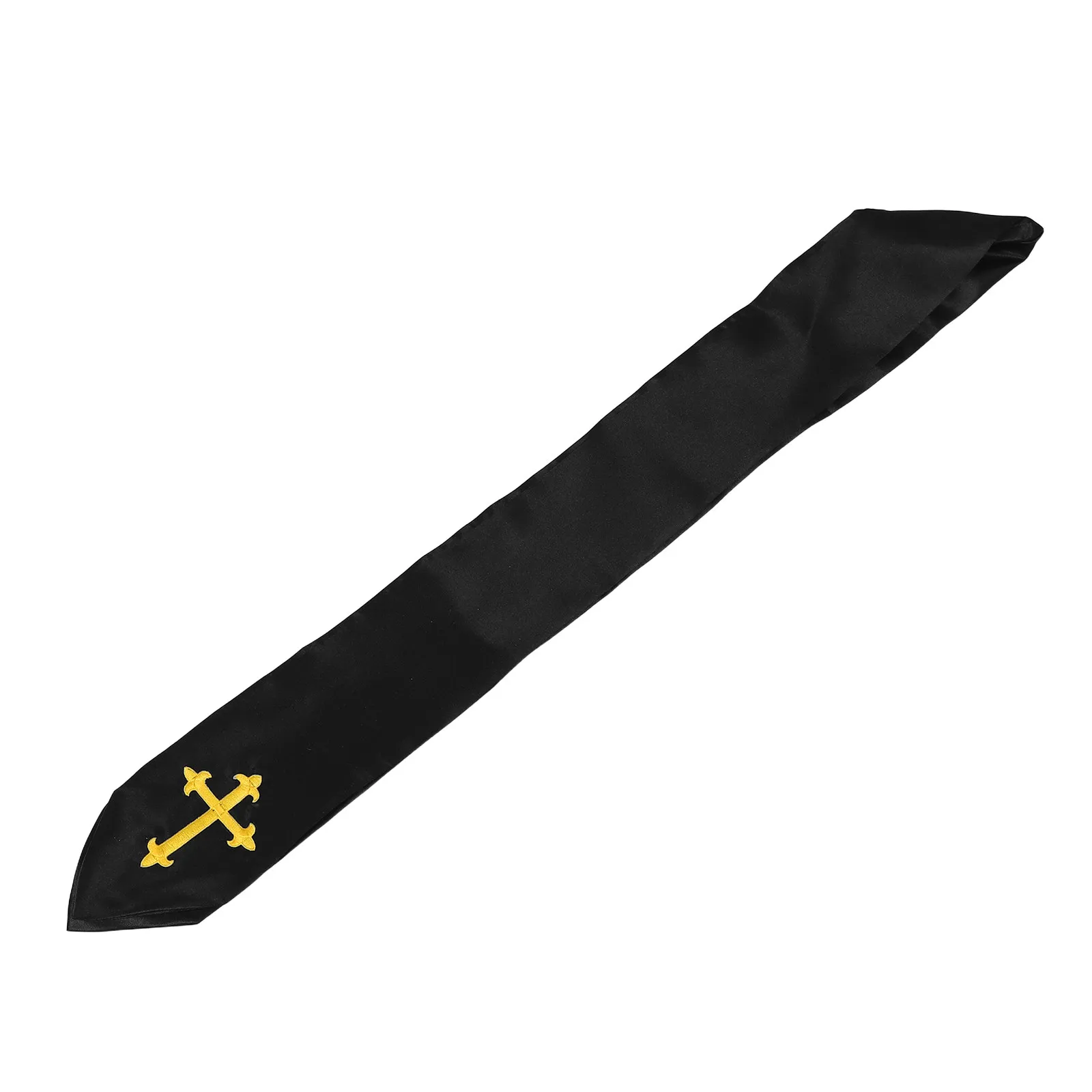 Black Clergy Stole Pastor Stole Adults Hand Embroidered Cross Soft Lightweight Fabric Wedding Baptism Confirmation Graduation