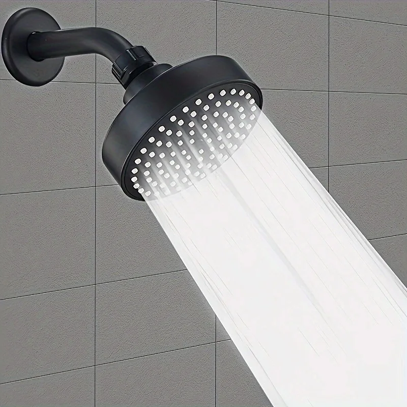 Nuevo cabezal de ducha de alta presión negro y plateado, rociador superior, accesorio de ducha de baño montado en la pared, grifo, accesorios de baño