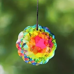 1 Pc With Rope Colorful Crystal Glass Prism Ball Suncatcher Pendant, Home Garden Craft Decoration, Valentine's Day, Mother'sGift