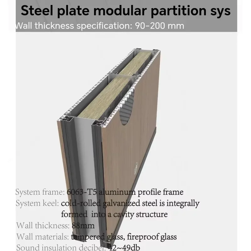 Soundproof Interior Demountable Office Steel Partition Wood Solid Wall Panel for Room Division Modular Partiiton Wall
