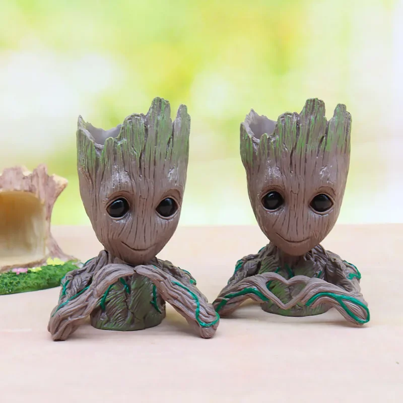 Disney Marvel Avengers Groot Mini Figure Pen Holder  Flower Pot Anime Toys Action Figure Sitting Groot Christmas Kids Toys Gifts