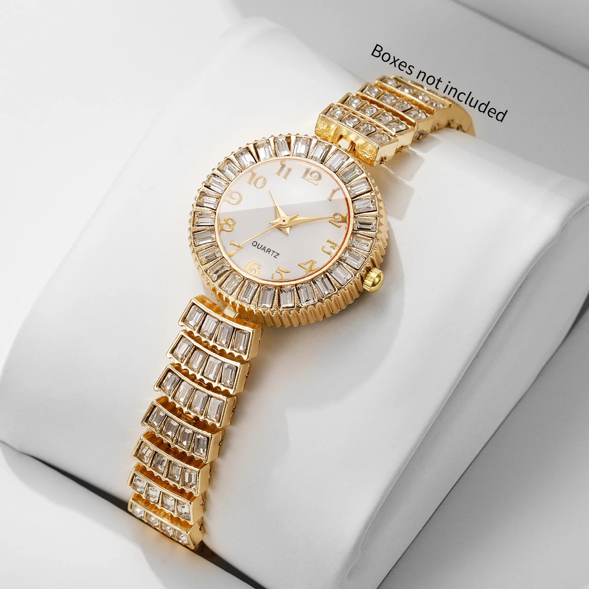 Elegant Rhinestone Women Watces Luxury Golden Bracelet Strap Ladies Arabic Dial Quartz Wristwatch Relogio Feminino（Without Box）