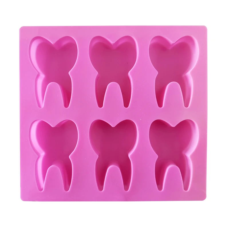 Aomily 6 Holes Teeth Shaped Silicone Chocolate Cookies Fondant Cake Mold Silicone Soap Candy Chocolate Kitchen Baking Mould