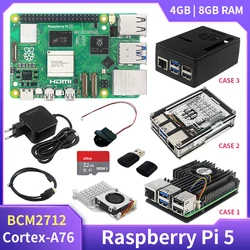 Original Raspberry Pi 5 4G 8G RAM BCM2712 Cortex-A76 2.4GHz VideoCore VII LPDDR4X-4267 Optional Case Power Supply for RPi 5