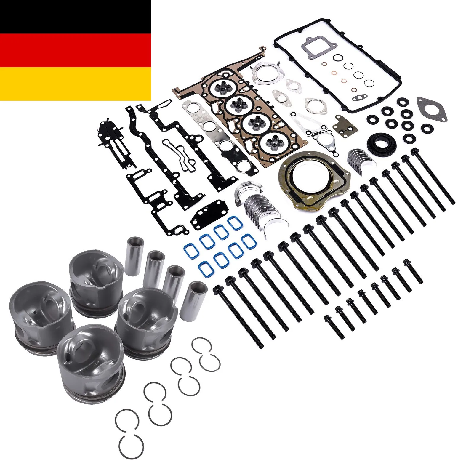 Image of AP03 4X Kolben mit Ringen STD Ø 86,00 mm & komplettes Dichtungssatz-Set für Ford Transit & Ranger 2.2 TDCi 1372302 1709141