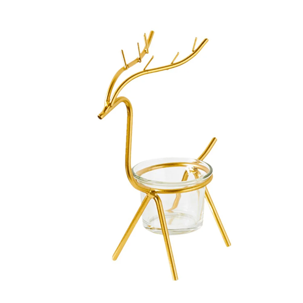 

2 PCS Christmas Holder Candlestick Iron Reindeer Tea Light Stand