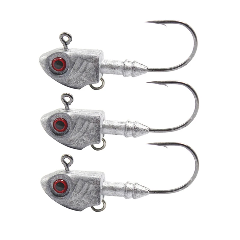 1/5pcs Jighead Fishhooks 5g 7g 10g 14g 20g Fish Shape Jig Head Hook Metal    Fishing Lure Soft Worm Assist Barbed Hook 3D Eyes