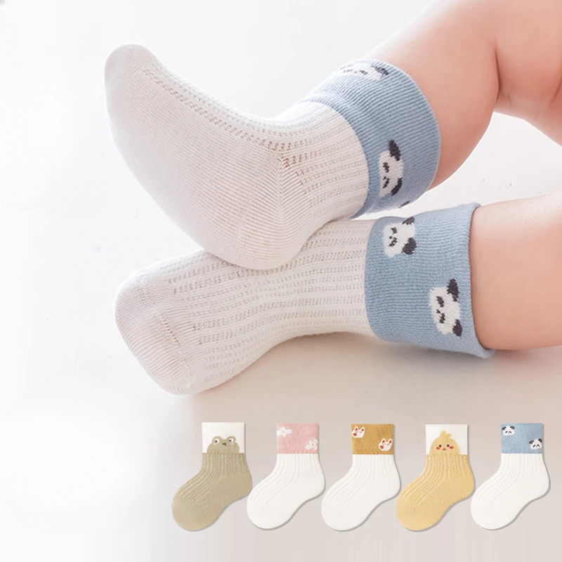 Newborn Baby Socks Summer Thin Mesh Breathable Baby Sock Cartoon Panda Loose Mouth Pure Cotton Short Sock  Baby Girl Socks