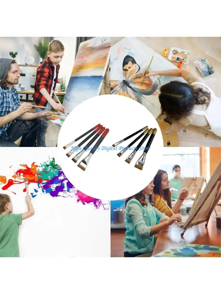 u2je-4pcs-art-painting-brushes-flexible-hairs-flat-pen-lacquer-brush-oil-painting