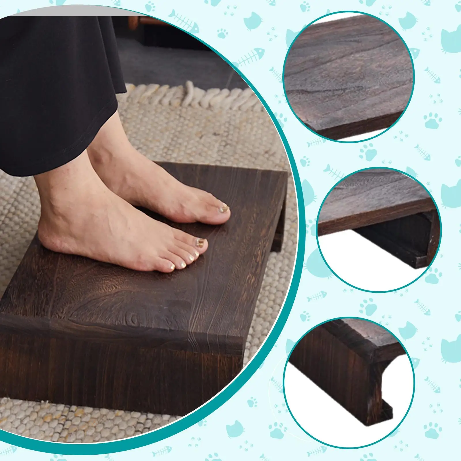 Wooden Low Stool Space Saving Practical Creative Versatile Elegant Foot Rest Step Stool for Household Bedroom Couch Office Desk