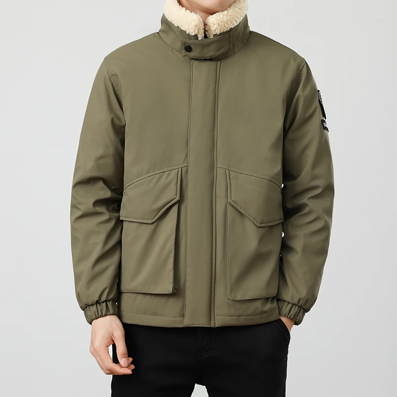 

Winter Lightweight Down Jacket Outdoor Short Thickened Fur Collar Coats Cotton Padded Jacket Fashionable Solid Color Down Jacket