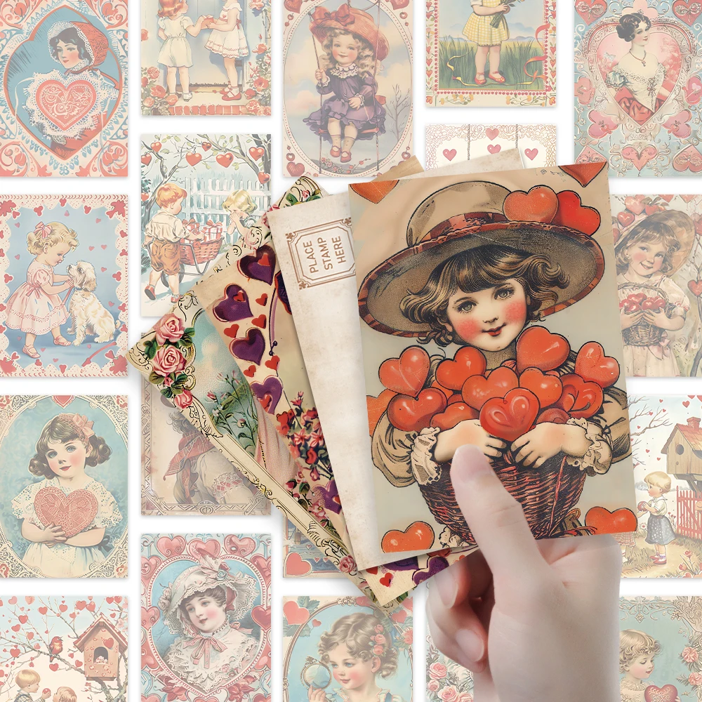 32개 빈티지 발렌타인 데이 인사말 카드, 사랑 표현 거실 장식, 두꺼운 카드지, 침실 장식, 고품질