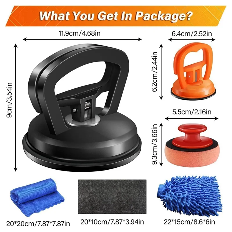 ABRB-Extractor de abolladuras, paquete de 7 Kit de eliminación de abolladuras de coche, ventosa, herramienta de eliminación de abolladuras y Kit de reparación de abolladuras, elevador de mango