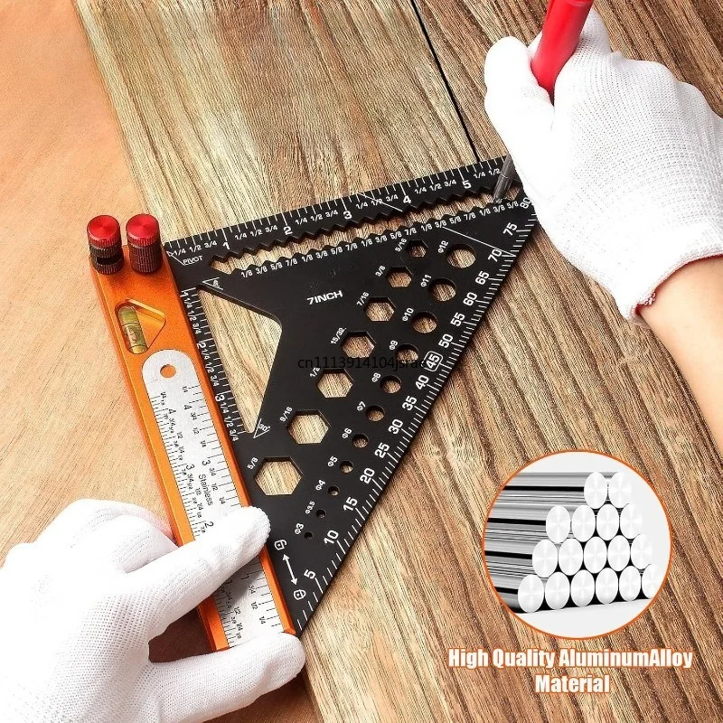 For Multifunctional Woodworking 3D Marking Ruler 45° 90° Angle Triangle Scribe Gauge Measuring Layout Tool