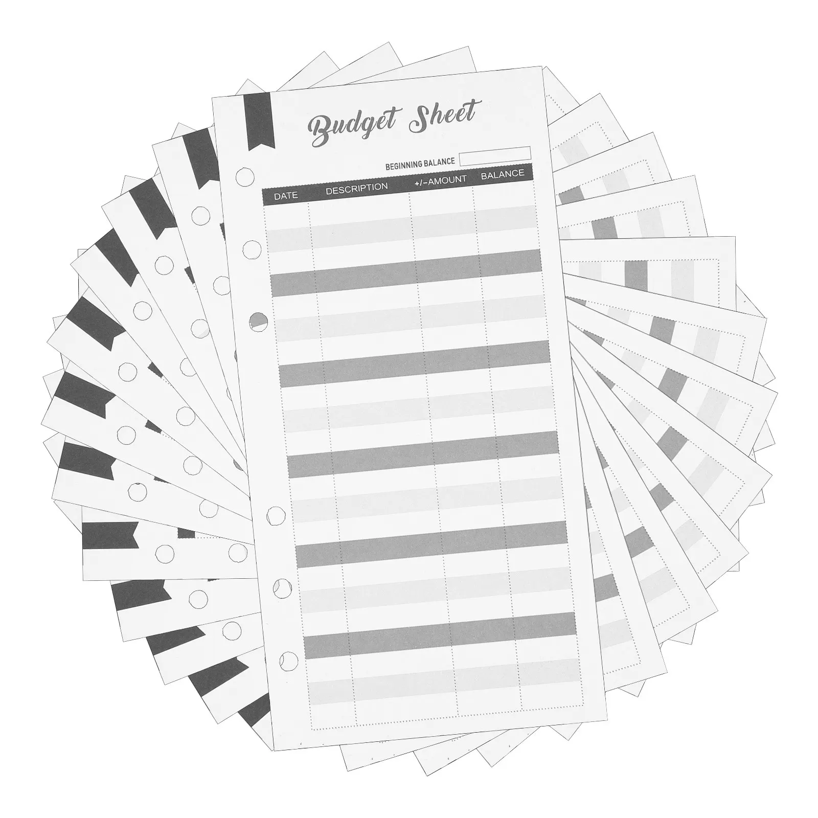 60Pcs Budget Recording Cards Portable Budget Sheet Simple French Style for Monthly Billing Envelope Tracker