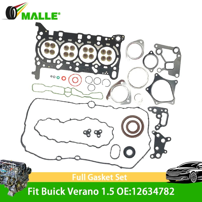 

MALLE 12634782 STD Fit For Chevrolet Buick VERANO -2024 1.5 L3G Engine Parts Cylinder Head Overhaul Gasket Set Valve Stem Seal