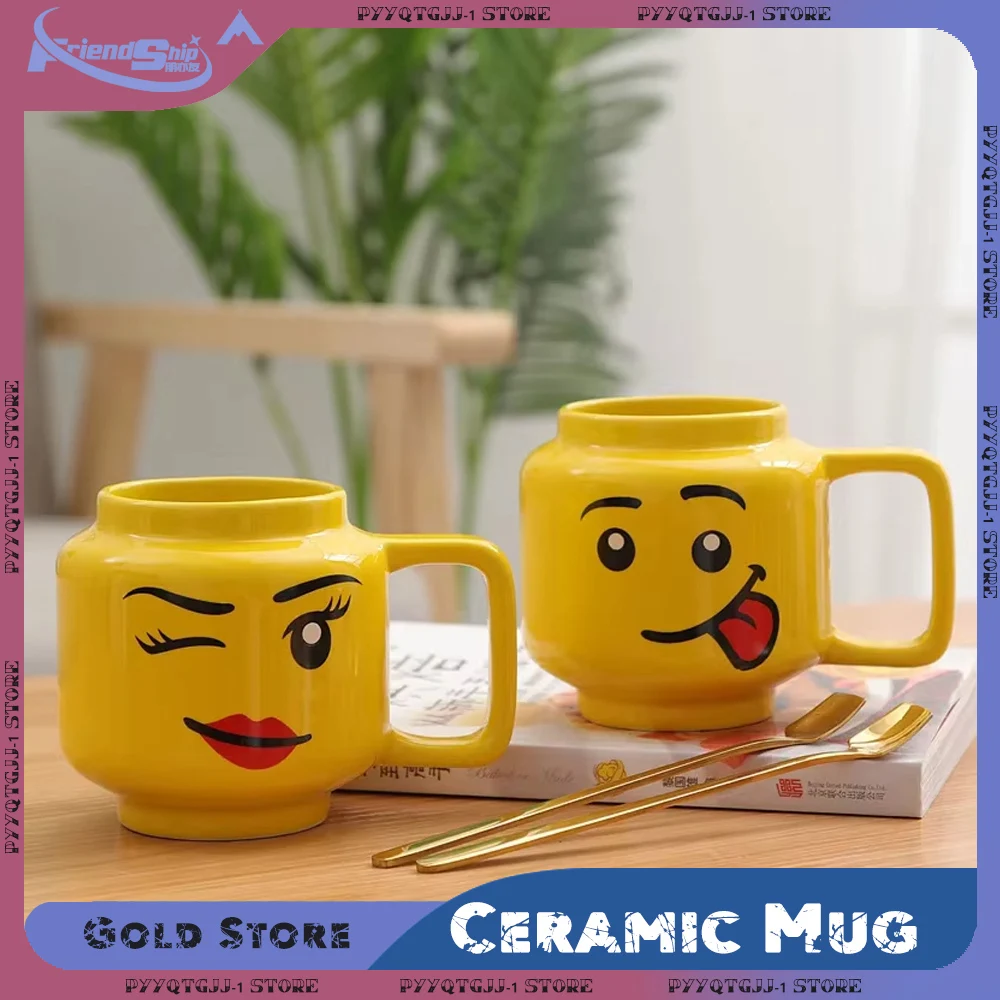 250ML Cartoon Ceramic Mug Expression Coffee Milk Tea Water Cup Coffee Mug Funny Smile Children Breakfast Cup Household Drinkware