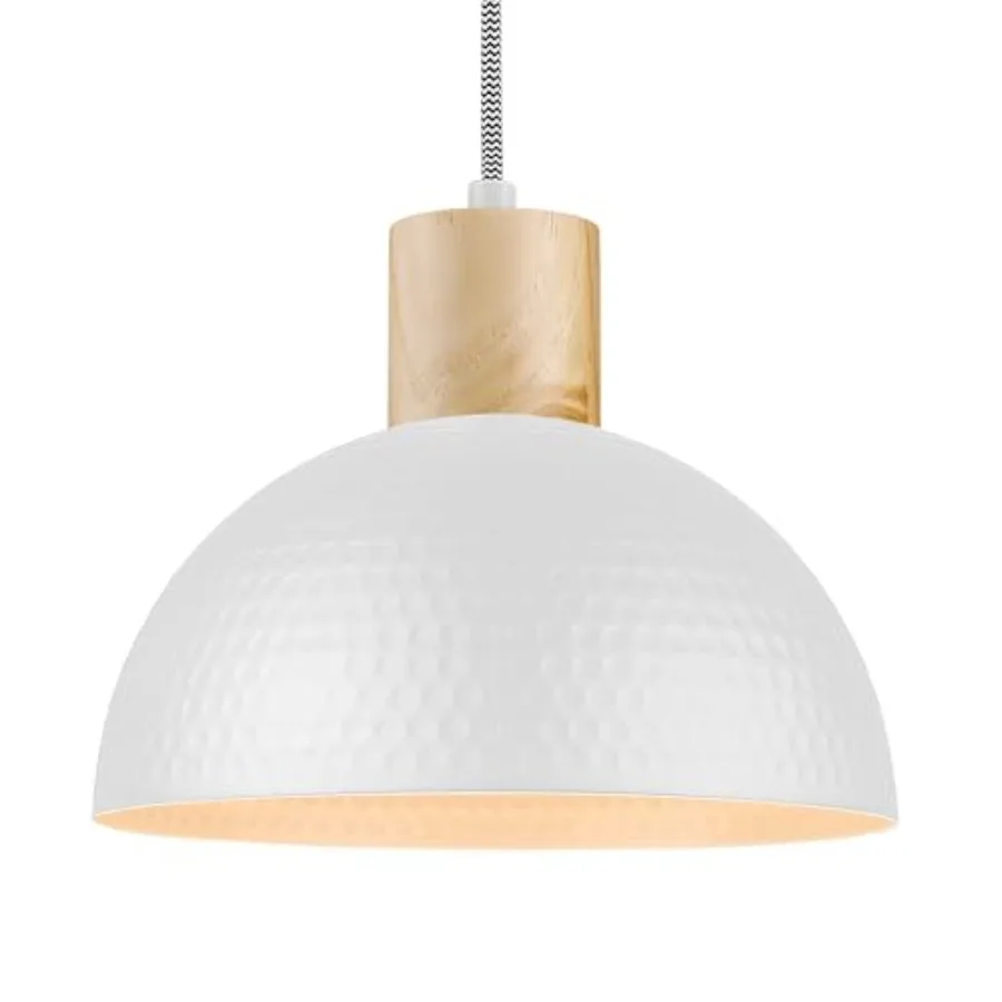 

12" Hammered Pendant Light Metal Dome Hanging Lamp Modern Solid Wood Pendant Light Fixtures for Kitchen Island Farmhouse Dining