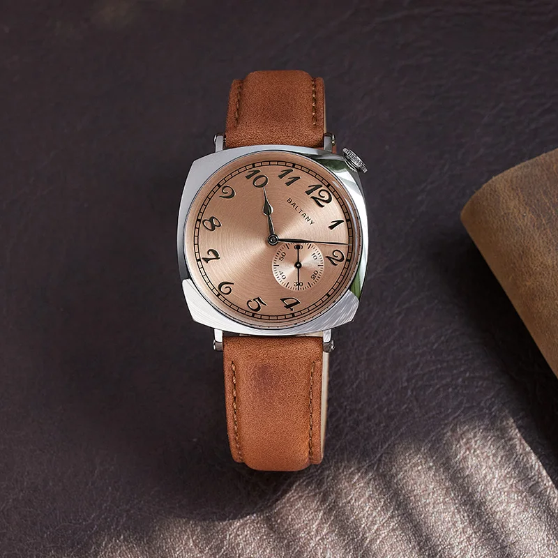 Baltany S4046 Men Automatic Watch VC1921 Sub-second Homage Watch 38mm Square Mechaical Wristwatch ST1701 A+ Curved Hands