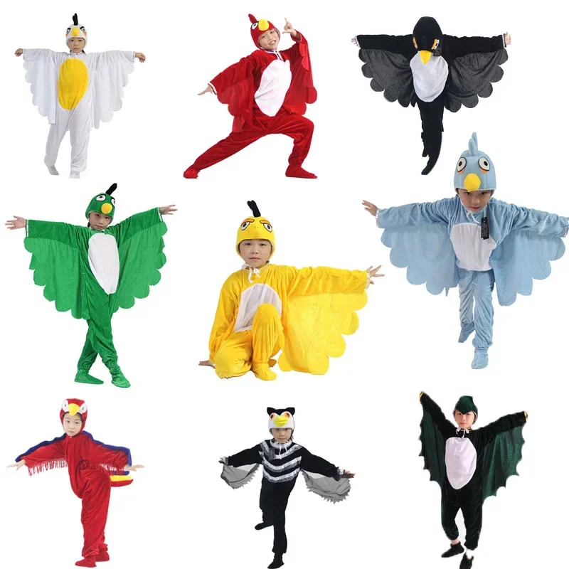 

Kids Adults Animal Bird Oriole Parrot Swallow Eagle Woodpecker Cosplay Fancy Dress Jumpsuit Costume Gifts Set Halloween