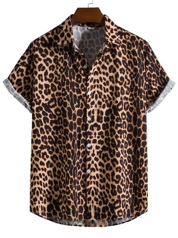 

Loose Fit Digital Print Collared irt for Men Casual Faion Polyester ort Sve round Ne Easy Care Chinese Brand