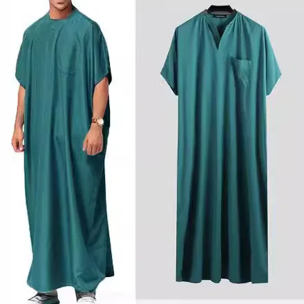 2024 New Muslim Middle East Arab Dubai Dress Malaysian Men\'s Shirt Four Seasons Universal Solid Color Senior Muslim Robes S-5XL