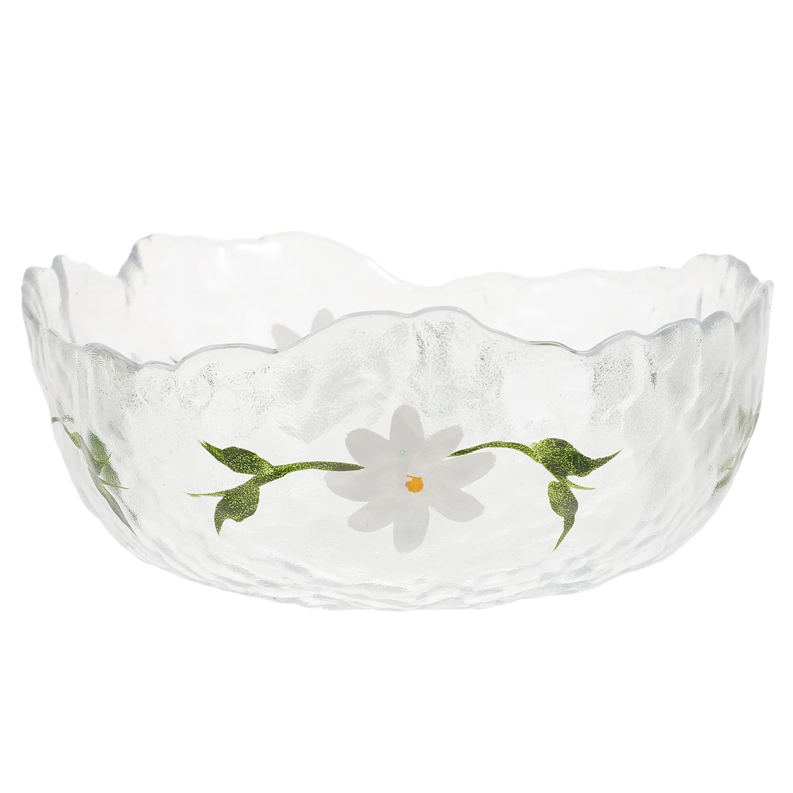

1Pcs Glass Fruit Bowl Daisy Pattern Chic Multi-Function Decorative Salad Dessert Snack Serving Container