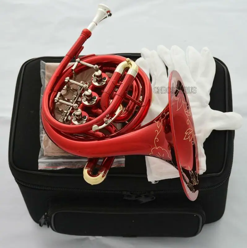 Hot sale Red Lacquer NEW Piccolo MiNi French Horn Engraving Bell