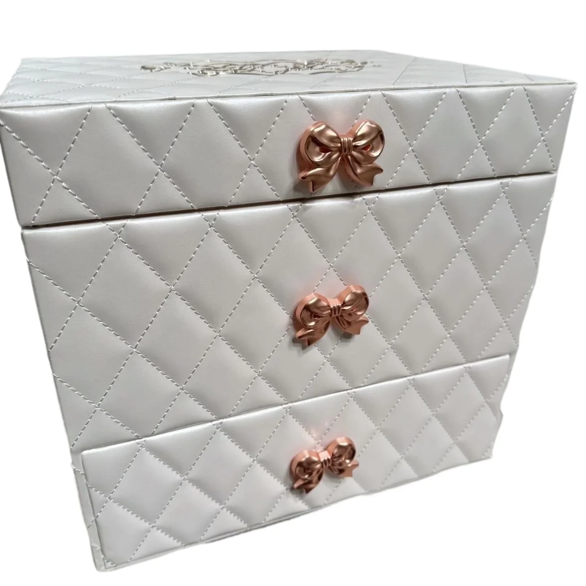 White Leather Jewelry Box 23x27x28cm Christmas Gift