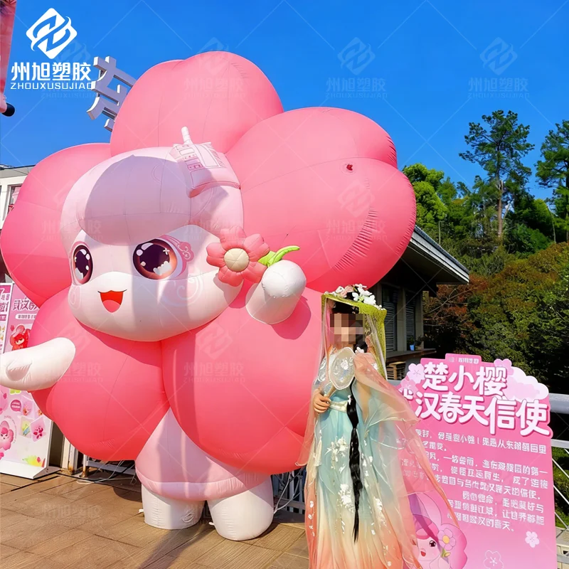 Customized Inflatable Cute Cartoon Cherry Blossom Doll Model Flower Theme Activity Advertisement Inflatable Decorative Prop