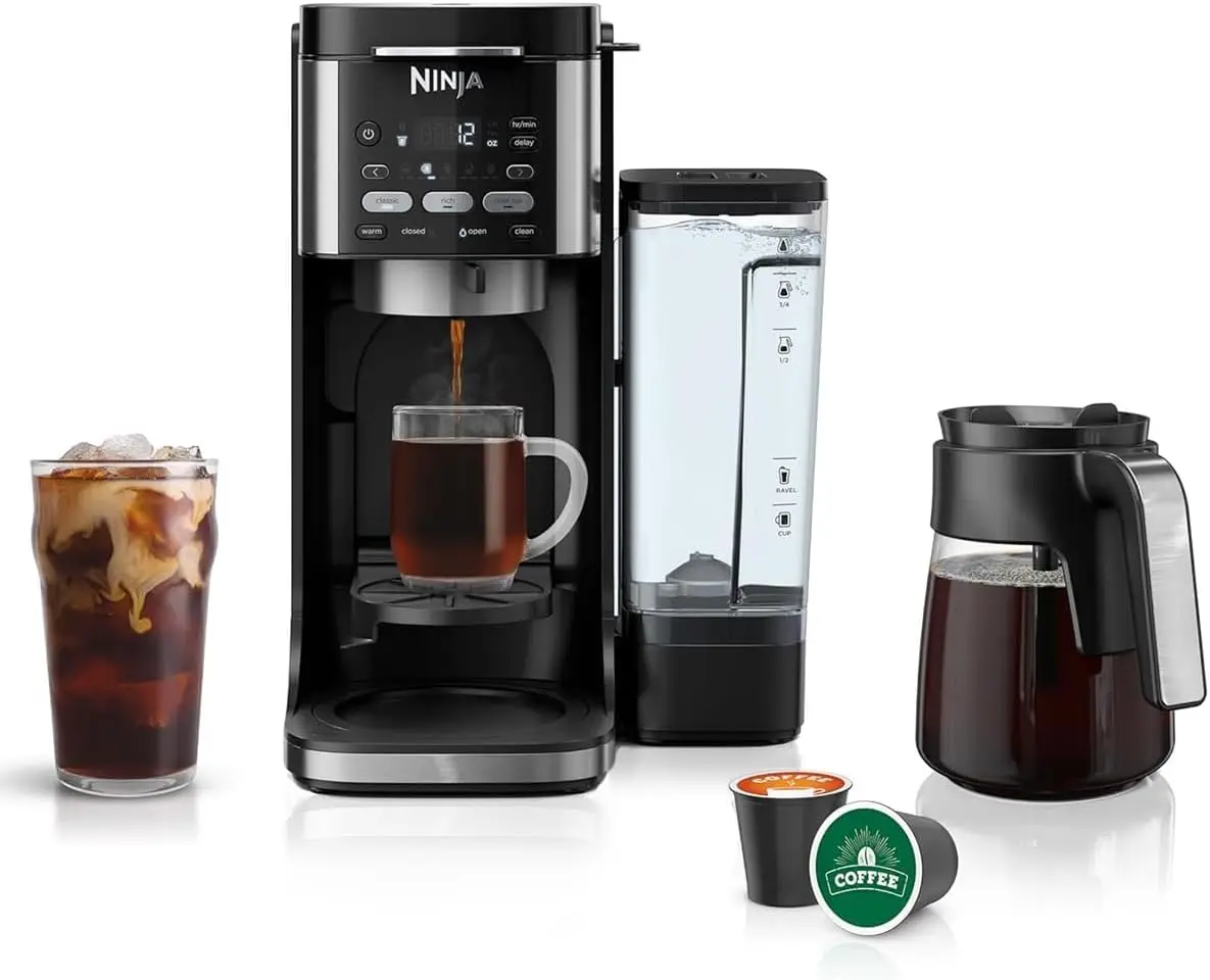 DualBrew Hot & Iced Coffee Maker, Single-Serve, Compatible with K-Cups & 12-Cup Drip Coffee Maker, Black (Renewed)