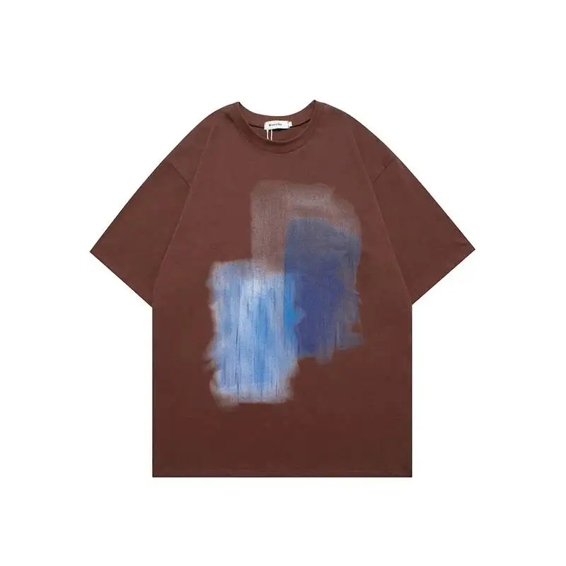 American Street Style Male T-shirt Creative Printed Design Men's High Street Loose Short-sleeve Tees Summer New SG47
